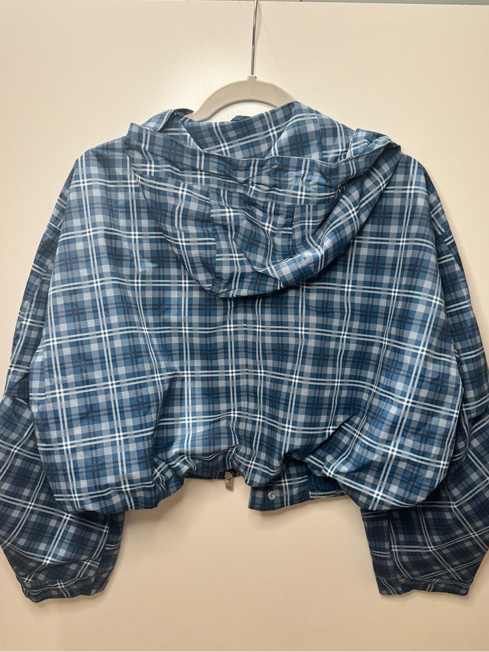 NWT BDG Urban Outfitters Blue Plaid Cropped Hooded Jacket Size S